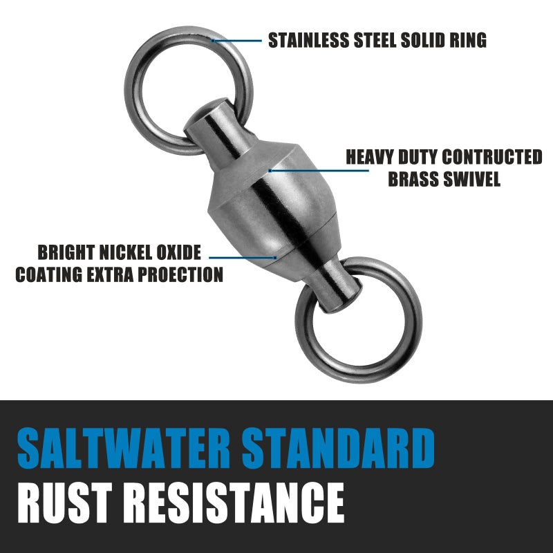 Dr.Fish 20 Pack Ball Bearing Fishing Swivels, Swivels Fishing Tackle Saltwater, Freshwater Stainless Heavy Duty Lure Leader Line Connector #1 - Image 3